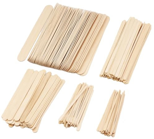 ZYNERY 250 Pièces Spatule à Épilation à la Cire en Bois, Bâton de Cire en Bois, Spatule Cire Epilation Jetable, Spatule Cire Epilation pour le Visage, le Corps, les Lèvres, 5 Tailles