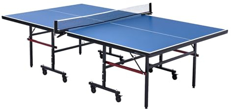 VEVOR Professionellt bordtennisspel bordtennisbord, bärbart hopfällbart bordtennisbord av MDF, inomhus med snabbdragsnät och låsbara hjul, 18 mm brickor