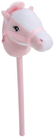 Sahgsa Plüsch-Reitstock, Pferdestock-Spielzeug, 70 cm, Plüsch und PVC, Cartoon-Simulierter Plüsch, Handgefertigtes Steckenpferd (Rosa)