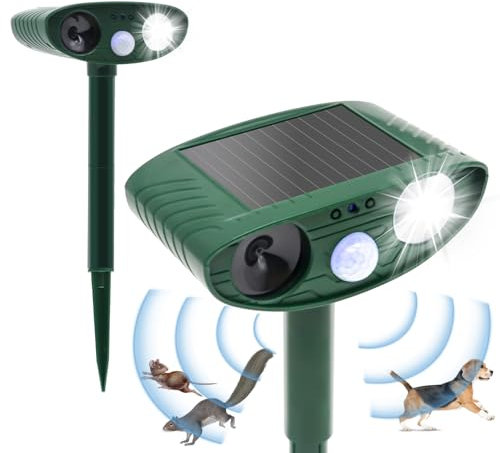 Cat Repellent for Garden, Ultrasonic Cat Repellent Cat Deterrents Fox Deterrent Animal Scarer Repeller with Motion Sensor & LED Flash, Solar Powerd Animal Repellent for Garden Yard Cats Dog Fox