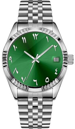Boyarca Arabische Skript-Uhr, mechanisches Automatik-Uhrwerk, Urdu-Ziffern, Armbanduhr, Herren, mechanische Armbanduhr, islamisch, muslimisch, mechanische Uhren, Grün , Modern