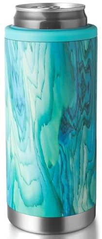 Stainless Steel 12oz Beverage Sleeve,Universal Can Cooler for Slim Beer，Hard Seltzer and Energy Drinks， Regular or Slim Cans & Bottles - Colors Available (Green)