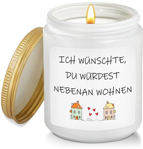 LUXHOMY Geschenk Freundin - Lavendel Duftkerze (200g), Geburtstagsgeschenk für Frauen, Beste Freundin Geschenke, Geschenke für Schwester, Ich Wünschte Du Würdest Nebenan Wohnen