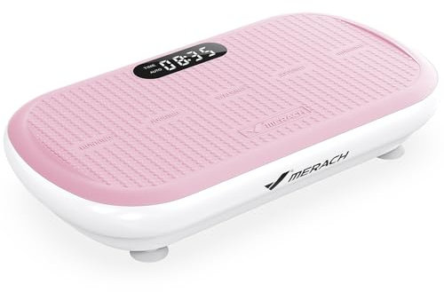 MERACH Powerful Vibration Plate Exercise Machine for Weight Loss and Shaping, 13 mm Large Amplitude, 200 kg Weight Capacity, Silicone Pedal, Built-in Bluetooth Speaker (Pink)