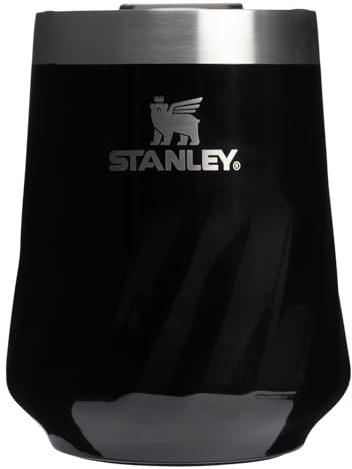 STANLEY The Reserve Textured Wine Tumbler | 11oz | Splash-Proof Lid | Cold Drinks & Cocktail Cup | Insulated Stainless Steel Wine Glass | Black Gloss