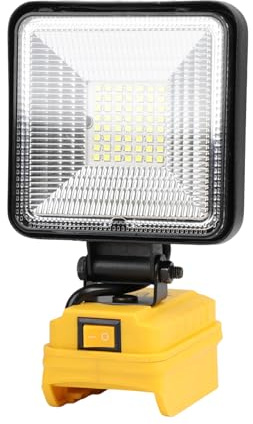 Akku Lampe für Dewalt 18-21V, 50W 4000LM Kabellose LED Arbeitsleuchte mit USB- und Typ-C-Ladeanschlüssen, Tragbares Flutlichter Baustellen Lampe für Baustelle und Camping (Gelb)