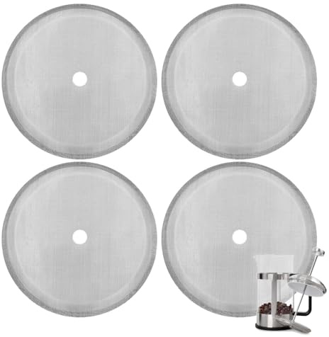 4 Piezas Filtro de Prensa Francesa, Filtros de Malla para Café, Filtros de Malla de Acero Inoxidable Reutilizables, Filtro de Café Acero Inoxidable, para Prensa Francesa de 1000 ml / 34 oz / 8 tazas