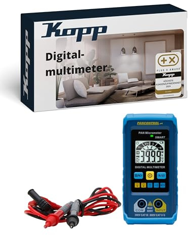 Kopp PAN Micrometer Digital-Multimeter CAT III 300 V – Automatische Funktions- & Bereichswahl – Kontaktloser Spannungsprüfer & Durchgangsprüfung – inkl. Beleuchtete Anzeige 3999