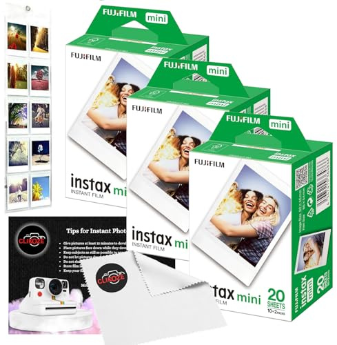 Clikoze Instant Camera Film Bundle with Mini Film x 60 Shots, Wall Hanging Album, Clikoze Lens Cloth and Instant Photography Tips Card