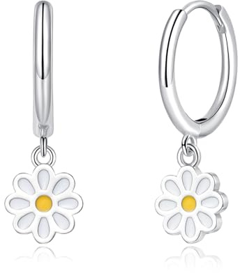 Estrellique Ohrringe Silber 925, Hypoallergen 925 Sterling Silber Creolen | mit Herz / Gänseblümchen / Schmetterling Anhängern, Leichte Huggie Ohrringe Creolen Silber, Geschenk für Mädchen Frauen
