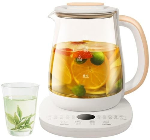 Olla Saludable de Vidrio de 1,8 L: Hervidor Eléctrico Multifuncional y Olla for Guisar, 800 W for Hervir Agua, Preparar Té, Sopa y Más