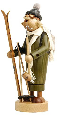KWO Olbernhau Räuchermann Skifahrer, 27 cm, Holz, Mehrfarbig