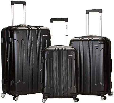 Rockland London Hardside 3 Piece Expandable Spinner Wheel Luggage Set, (20/24/28), Black
