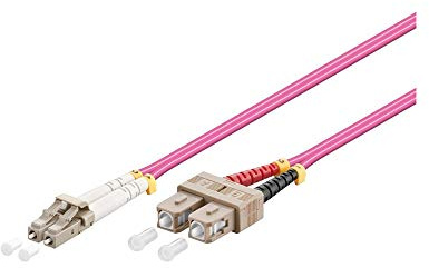 Goobay 95944 Glasfaser Kabel Multimode OM4 Violett Duplex / LC UPC Stecker auf SC UPC Stecker / Lichtwellenleiter LWL Kabel halogenfrei / Violett / Glasfaserkabel 2m