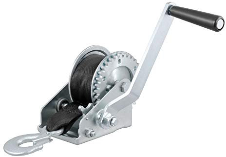 CURT 29433 Manual Hand Crank Boat Trailer Winch, 900 lbs Capacity, 6-1/2-In Handle, 3.25:1 Gear Ratio, 15' Strap