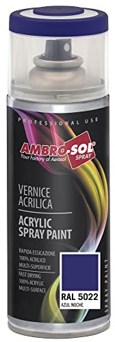 Ambro-Sol V4005022 Vernis peinture Acrylique Multi-Usage, Peinture Brillante pour Intérieur et Extérieur, Adapté a Tous Type de Matériau, Aérosol En Fer-Blanc Recyclable de 400 ml, Bleu Nuit