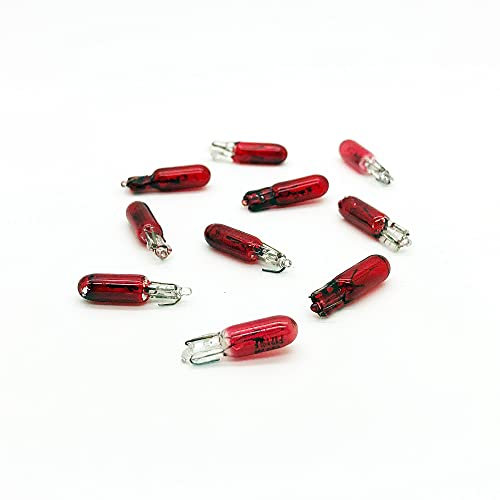 10 x 286 Red Car Dashboard Instrument Panel Bulb 286R T5 12v 1.2w W2x4.6Dd