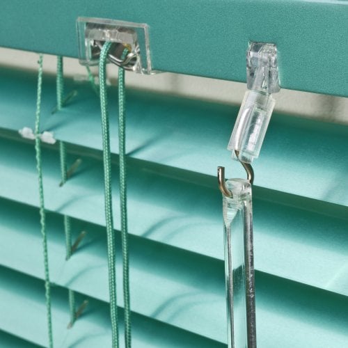 WR-Design Alu Jalousie grün metallic Mint - Breite 50 bis 240 cm - Höhe 130/160 / 220 cm - Tür Fenster Rollo Jalousette Aluminium Fensterjalousie Lamellen Metall (80 x 160 cm)