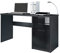 Vladon Schreibtisch Logan, Made in Germany, Bürotisch mit 2 Schubladen und 1 Tür, Schwarz matt/Schwarz Hochglanz (129 x 76 x 60 cm)