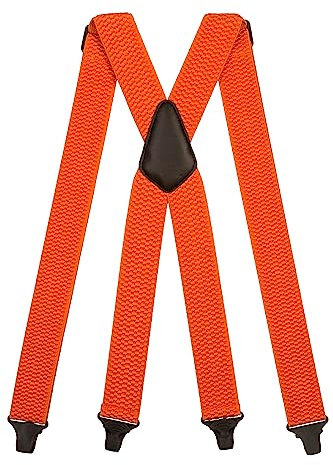 Olata Heavy Duty Hosenträger X-Form mit überkreuzten Trägern/Flughafenfreundliche Herren Hosenträger mit Plastik-Clips – 4cm. Orange
