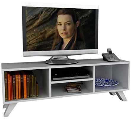 Alphamoebel TV Board Lowboard Fernsehtisch Fernsehschrank Sideboard, Fernseh Schrank Tisch für Wohnzimmer I Weiß I Yaren 1728 I 125 x 41 x 29,5 cm