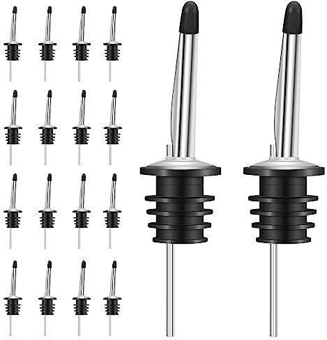 24 Pack Liquor Pour Spouts Set - Stainless Steel bottle spout and Liquor Pourers Dust Caps Covers