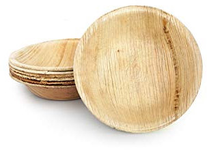 BOX And Tree| 50 pièces Coupelles Bols Jetable Ronds 12cm en Feuille de Palmier |Vaisselle Jetable Biodégradable |Bols en Bambou, Matériel Palmier Bois, Verrine Bambou Jetable