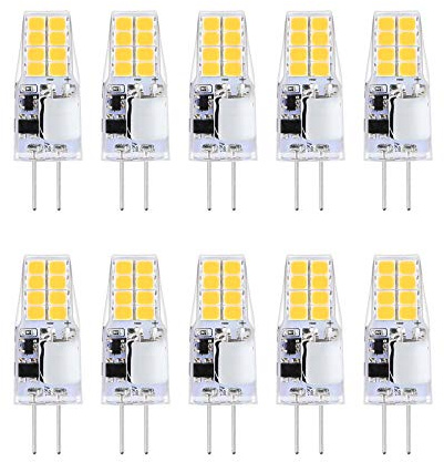 Reteck 10er Pack G4 2W LED Lampen, 210lm, 2W ersetzt 20W Halogenlampen, Nicht Dimmbar, Warmweiß(2900K), 12V AC/DC, G4 LED Leuchtmittel Birne