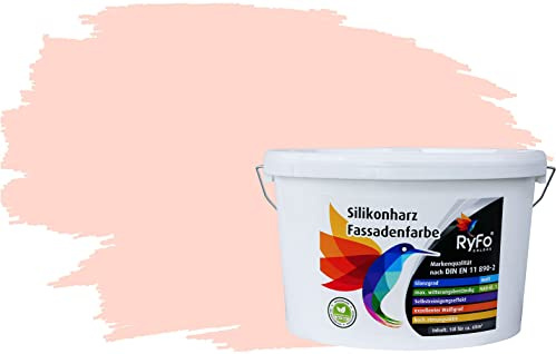 RyFo Colors Silikonharz Fassadenfarbe Lotuseffekt Trend Einhornrosa 10l - bunte Fassadenfarbe, weitere Rot Farbtöne und Größen erhältlich, Deckkraft Klasse 1