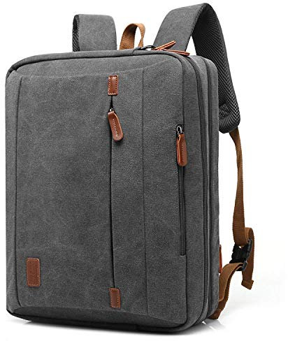 CoolBELL umwandelbar Laptop Tasche 15.6 Zoll/Rucksack Business Messenger Bag Mehrzweck Aktentasche Umhängetasche Oxford Backpack für Laptop/Macbook/Herren/Damen(Canvas Grau)
