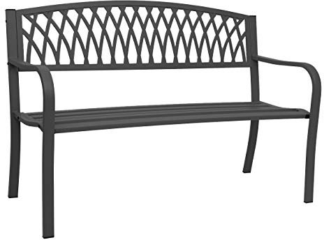 Mendler Gartenbank HWC-F45, Bank Parkbank Sitzbank, 2-Sitzer pulverbeschichteter Stahl - schwarz