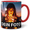 Foto-Tasse zum selbst gestalten mit Foto und Text/mit individuellen Druck in Profiqualität/Personalisierte Geschenk-Idee mit Bild/XXL-Druck/Rot