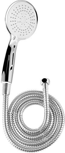 Cornat Brause-Set Carballo - Handbrause 110 mm - 5 Strahlarten: Normal-, Soft und Massagestrahl - Anti-Kalk und Wasserspareinsatz - 150 cm Brauseschlauch / Set für Dusche und Badewanne / SA330595