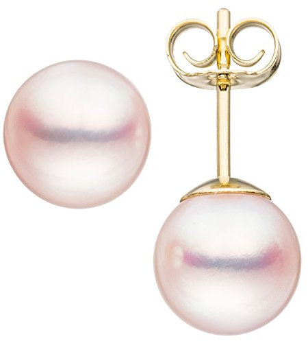 Jobo Damen-Ohrstecker aus 14 Karat 585 Gold mit Akoya Perlen 8 mm