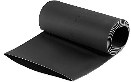 sourcing map Gaine Thermorétractable 80mm Diamètre 128mm Largeur Plate 2:1 Rapport Manchon Câble Tube Rétractable 1m Noir