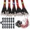 GTIWUNG 50Pcs 3mm Leds mit 20cm Kabel, DC 12V Vorverdrahtete LED-Dioden Licht (Rot, Gelb, GRÜN, Weiß,Blau, Jeder10Pcs) + 50Pcs 3mm LED Montageringe Plastik+10Pcs 15cm 9V T-Typ Batterie Clip