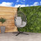 CHARLES BENTLEY Freestanding Hanging Swing Seat, Grey Egg Hanging Bench, Seating, Outdoor And Indoor, PE Rattan Weave, Hammock, With Black Stand, Washable Cushions, Foldable Seat Basket (130x85x203cm)