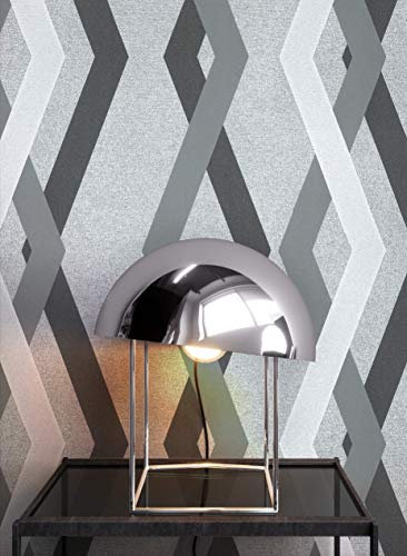 NEWROOM Papier peint Gris Bandes Intissé - Grafique Noir Anthracite Ligne Graphique Géométrique