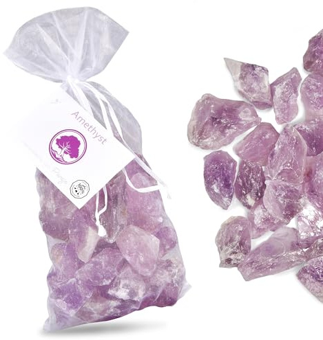 PURAJA Amethyst Edelsteine Set | Naturbelassene Premium Rohsteine | Vielseitige Verwendung als Wassersteine, Heilsteine, Chakrasteine | Sortenreine Kristalle
