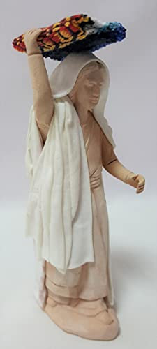 Arte Pesebre Figuras para Pintar Pastora con Alfombra en la Cabeza para Pintar (12 cm)