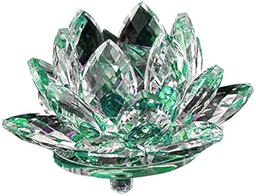 LATRAT Wohnaccessoires Lotus Kristall Glas, Kristallglas Lotusblüte Buddhistischen Kerzenhalter, Dekorationen Tee licht Energie sparen wasserdichte einzigartige Form, Green
