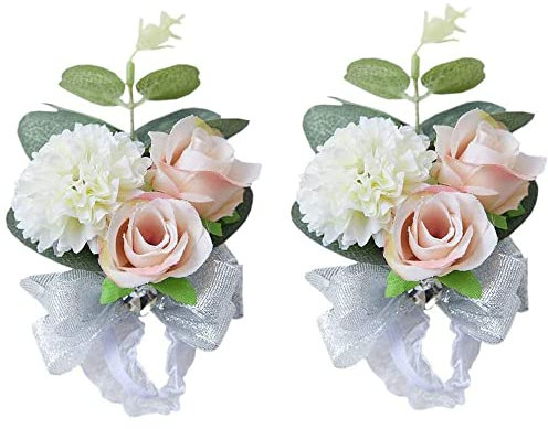 LWZko 2 Stück Braut Handgelenk Blume, Braut Blume Armband, Handgelenk Corsage, Künstliche Blume Lebendig Handgelenk Blume für Hochzeit, Brautjungfer, Tanz, Abschlussballparty, Bankett