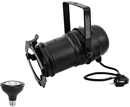 EUROLITE Set PAR-30 Spot sw + PAR-30 230V COB 12W E-27 LED 1800-3000K dim2warm | PAR-30-Gehäuse mit E-27 Sockel inklusive PAR-30 LED-Lampe mit modernder Dim-to-Warm-Funktion