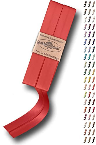 Sandras-Bastelladen Schrägband/Einfassband Satin gefalzt 2m x 20mm 725-Rot