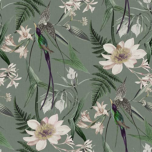 Superfresco Easy - Tapete - Paradise Garden - Grau/Rosa - 10mx52cm | Tapeten Wohnzimmer, Wandverkleidung grau 1005 x 52