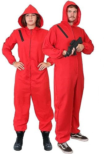 I LOVE FANCY DRESS Unisex Adults Red Jumpsuit with Hood Costume for Halloween, Television and Cosplay - Bank Robber