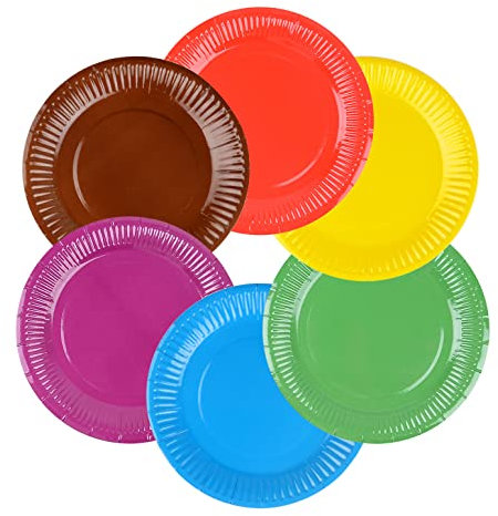 YiliYa Piatti Carta,60 Pezzi colorati 7 Pollici USA E Getta Rotondi per Compleanno, Ecologici, Festa, Matrimonio,Fai da Te Fatti a Mano