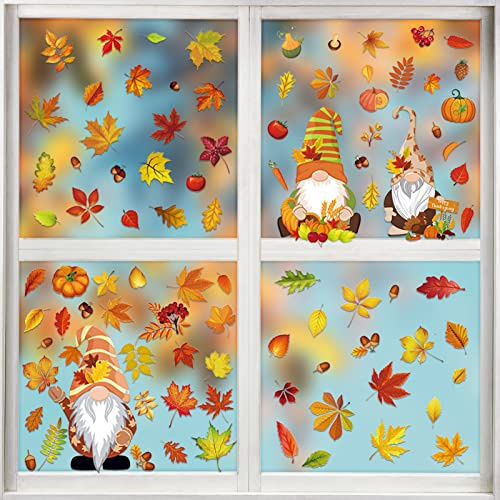 6 Stück Erntedankfest Fensteraufkleber herbst Fensterbilder Herbst Blätter Fensteraufkleber Thanksgiving Fenster Dekorationen Fensterbilder Herbst Selbstklebend Thanksgiving Dekor (B)