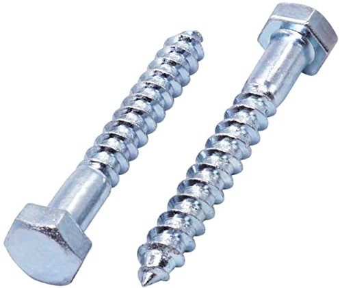 SKIR'CO (35 Stück) DIN 571 Sechskant-Holzschrauben Stahl verzinkt M8 x 60 mm Busschrauben Sechskantschrauben Verzögerungsbolzen