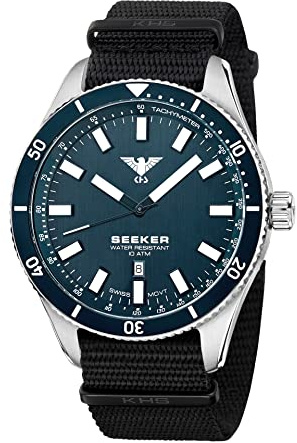 KHS Seeker Steel (Blaue Ausführung) KHS.SEESBLU.NB mit Natoband Schwarz